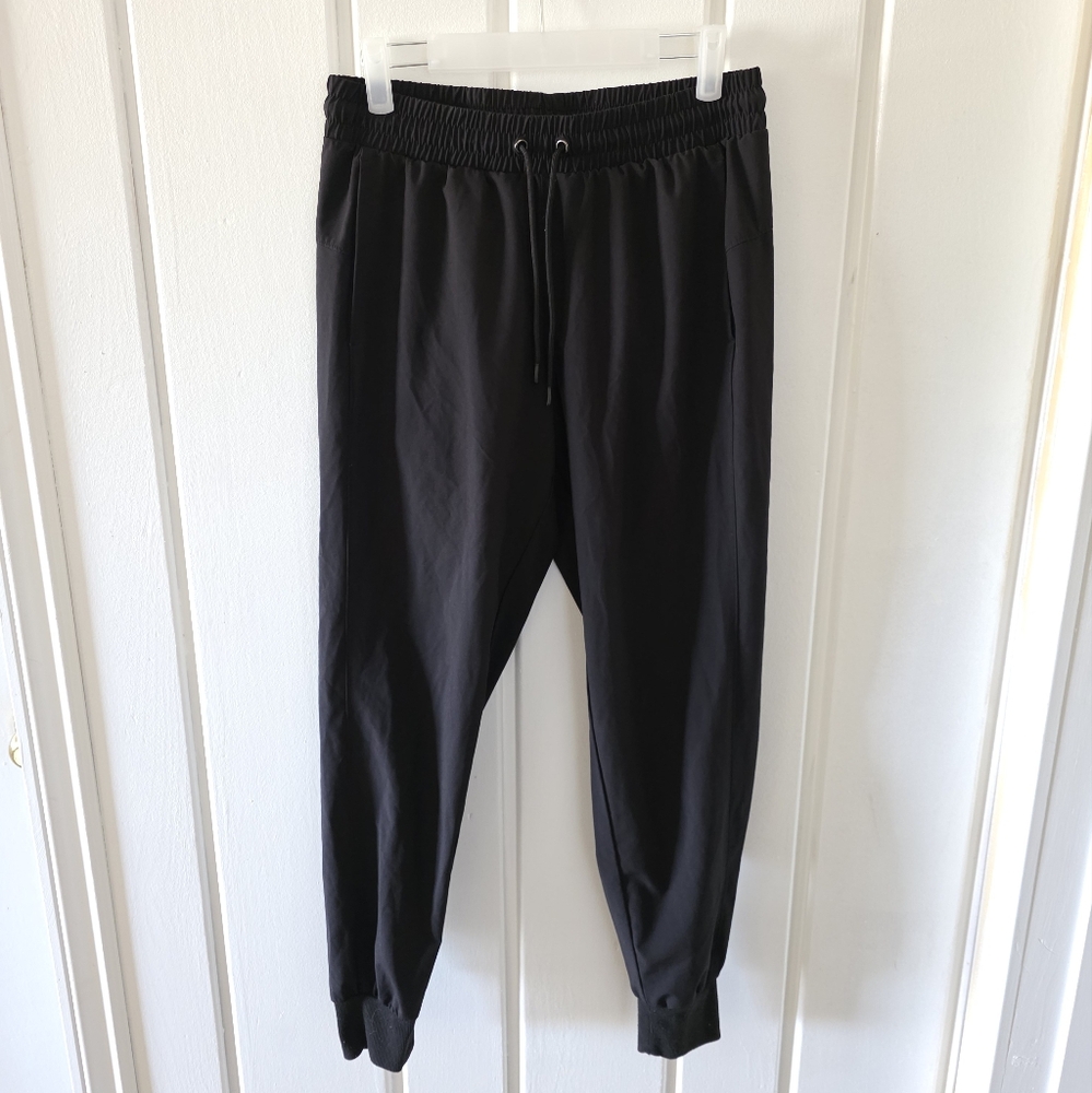 Black Elastic Cuff Joggers with Tapered Fit